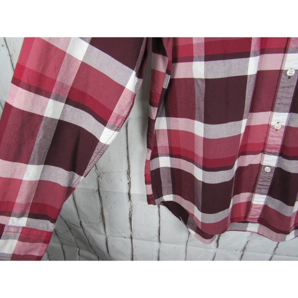 American Eagle Men's Burgundy Plaid Button Front XXL Shirt - Picture 3 of 5